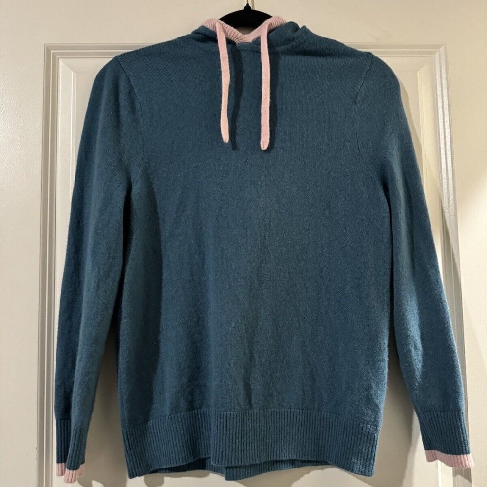 Summersalt Coziest Cashmere Blend Sweater Hoodie Blue Pink XS EUC